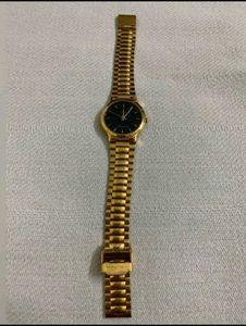 Maxima Gold Watch with Black Dial (Unisex)