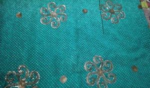 Beautiful Teal Saree with Silver Embellishments
