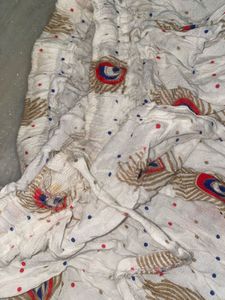 White Peacock Print Maxi Skirt