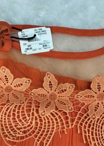Vibrant Orange Cold Shoulder Top
