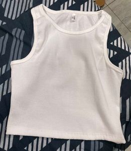 White Ribbed Tank Top