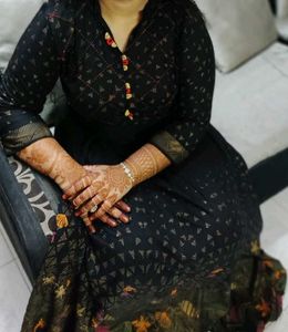 Elegant Black Printed Kurta