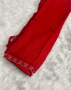 Red Embroidered Kurta Set