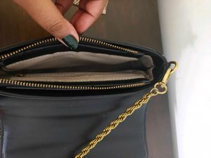 Chic Black Crossbody Bag with Gold Chain