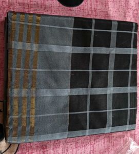 Black & Grey Checked Saree