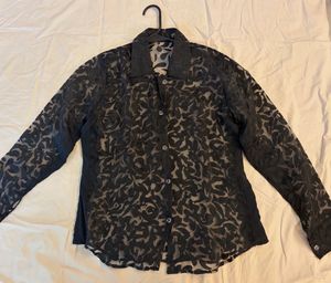 Elegant Sheer Black Floral Blouse