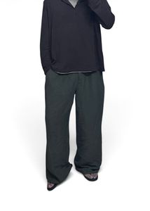 Olive Green Wide-Leg Pants (Lightweight)