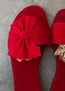 Red Bow Slip-On flats