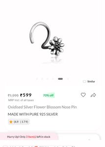 Oxidised Silver Flower Nose Pin