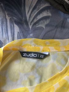 Yellow Floral Print Cropped Top