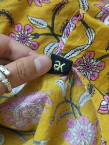Yellow Floral Print Kurti