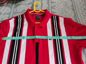 Men's Red Striped Polo Shirt