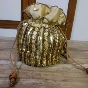 Gold Beaded Potli Bag