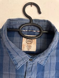 Men's Blue Plaid Long Sleeve Shirt