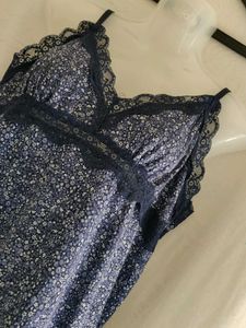 Blue Floral Lace Nightgown