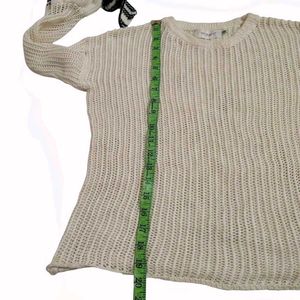 Cream Knit Sweater with Flared Sleeves