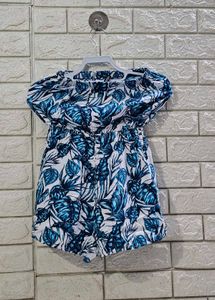H&amp;M Off-Shoulder Tropical Print Romper