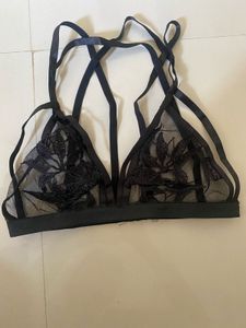 Sheer Black Embroidered Bra