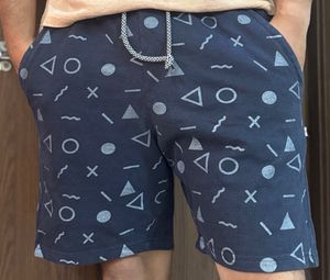 Men's Navy Geometric Print Shorts