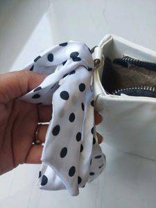 Stylish White Half Moon Handbag