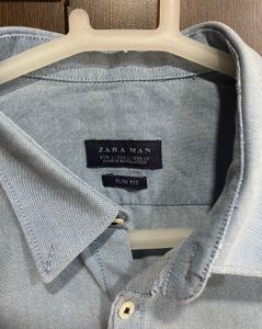 Zara Man Light Blue Slim Fit Shirt