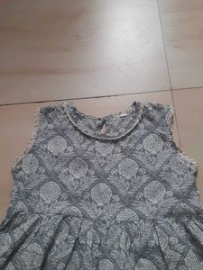 Girls Grey Floral Print Dress