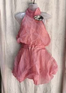 Chic Pink Halter Neck Dress
