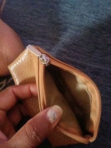 seractil Tan leather mini pouch