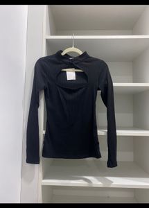 Black Neck Cut Out Top