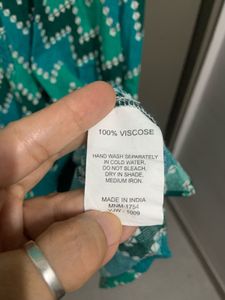 Biba Green Tarquoise Chevron Block Print Dress