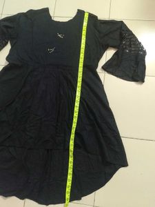 Elegant Black Kurta with Pink dhoti salwar.