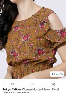 Pretty &amp; Stylish Mustard Floral Cold Shoulder Dr