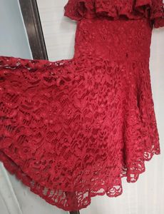 Red Lace Off-Shoulder Dress...