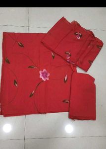 Red Floral Print Dress Material