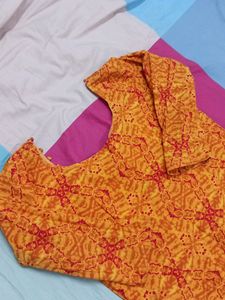 Yellow Colour ,3/4th Slimfit Cotton Kurti