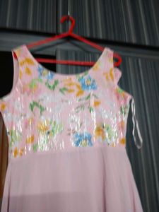 Chic Pink Floral Sequin Dress back also posted