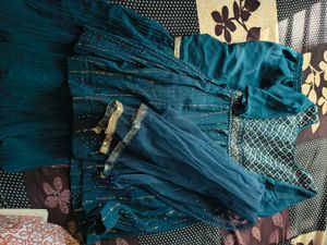 Embellished Teal Sarara Set 🎉Diwali sale