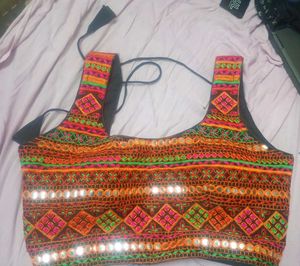 Navratri Embroidered Blouse with Mirror Work