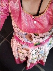 Girl's Festive Pink Anarkali Dress