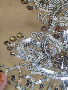 Elegant Beige Sequin Saree