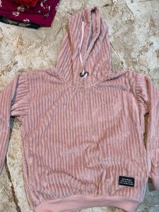Cozy Ribbed Pink Hoodie
