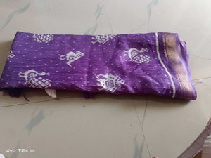 Beautiful Purple Saree with Peacock Print