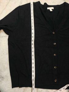 Black V-Neck Button-Up Cardigan
