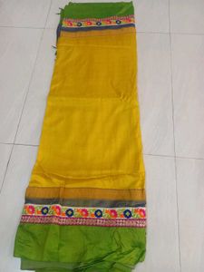 Vibrant Yellow &amp; Green Saree