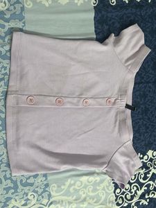 Lavender Button-Up Cropped Top