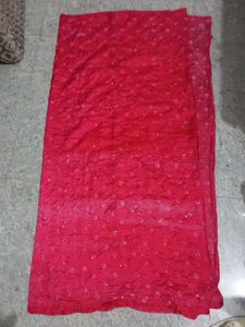 plane red colour dupatta with 9 mtr lace