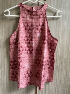 Stylish Pink Hexagon Print Sleeveless Top