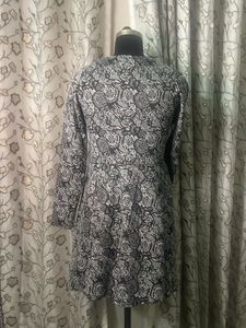 Black &amp; White Floral Print Mini Dress