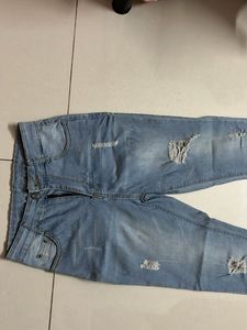 High waist Light Wash Ripped Jeans