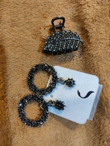 Sparkly Hair Clip & Earrings Set